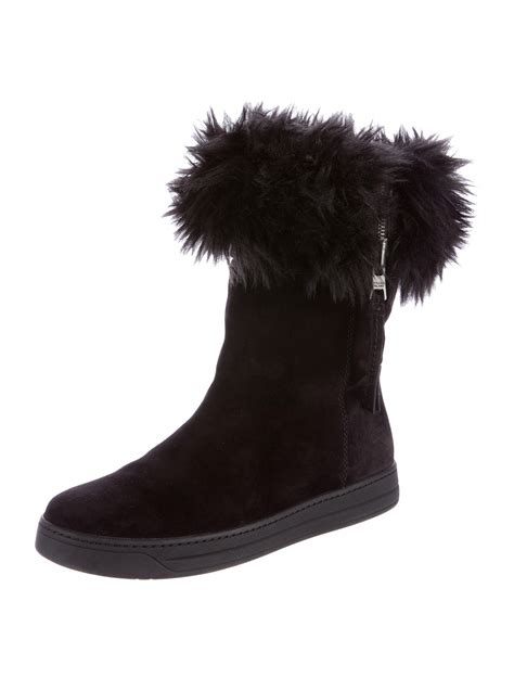 prada shearling lined suede boots|prada combat boots.